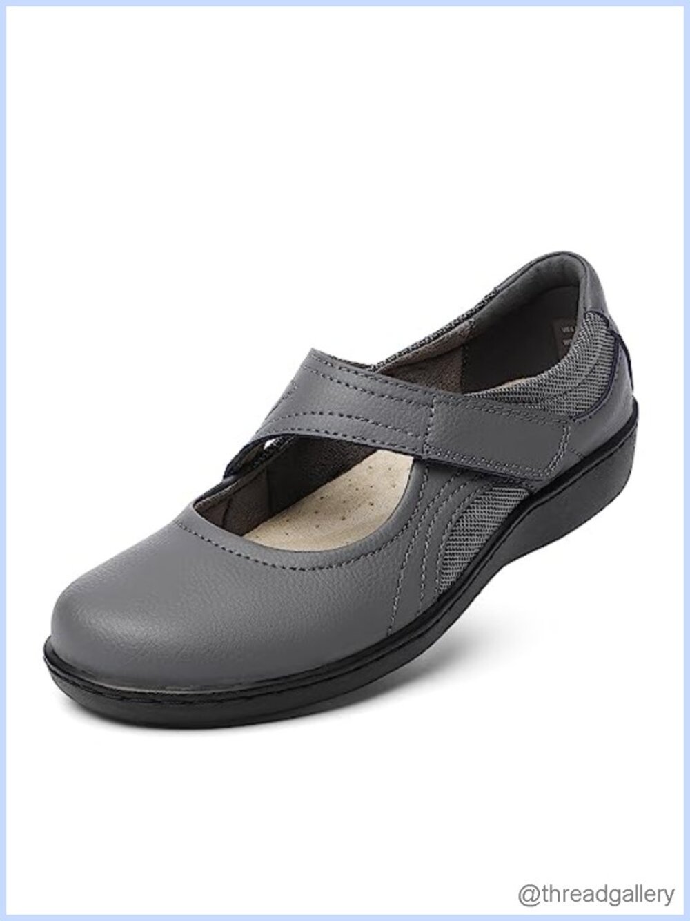 Women's Mary Jane Flats Leather Adjustable Strap Comfort Casual Shoes